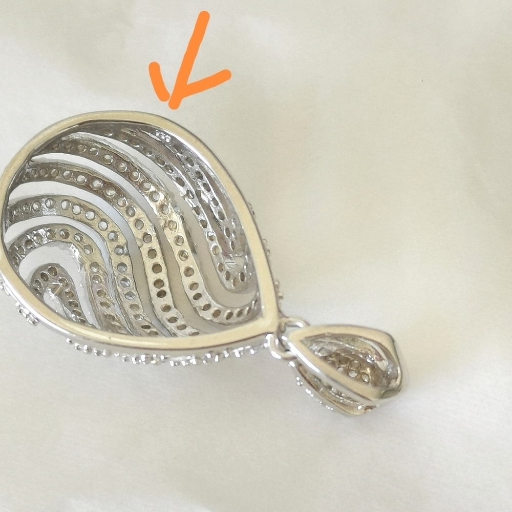 Sterling Silver CZ Dome teardrop pendant for necklace 🆕 - Picture 3 of 6